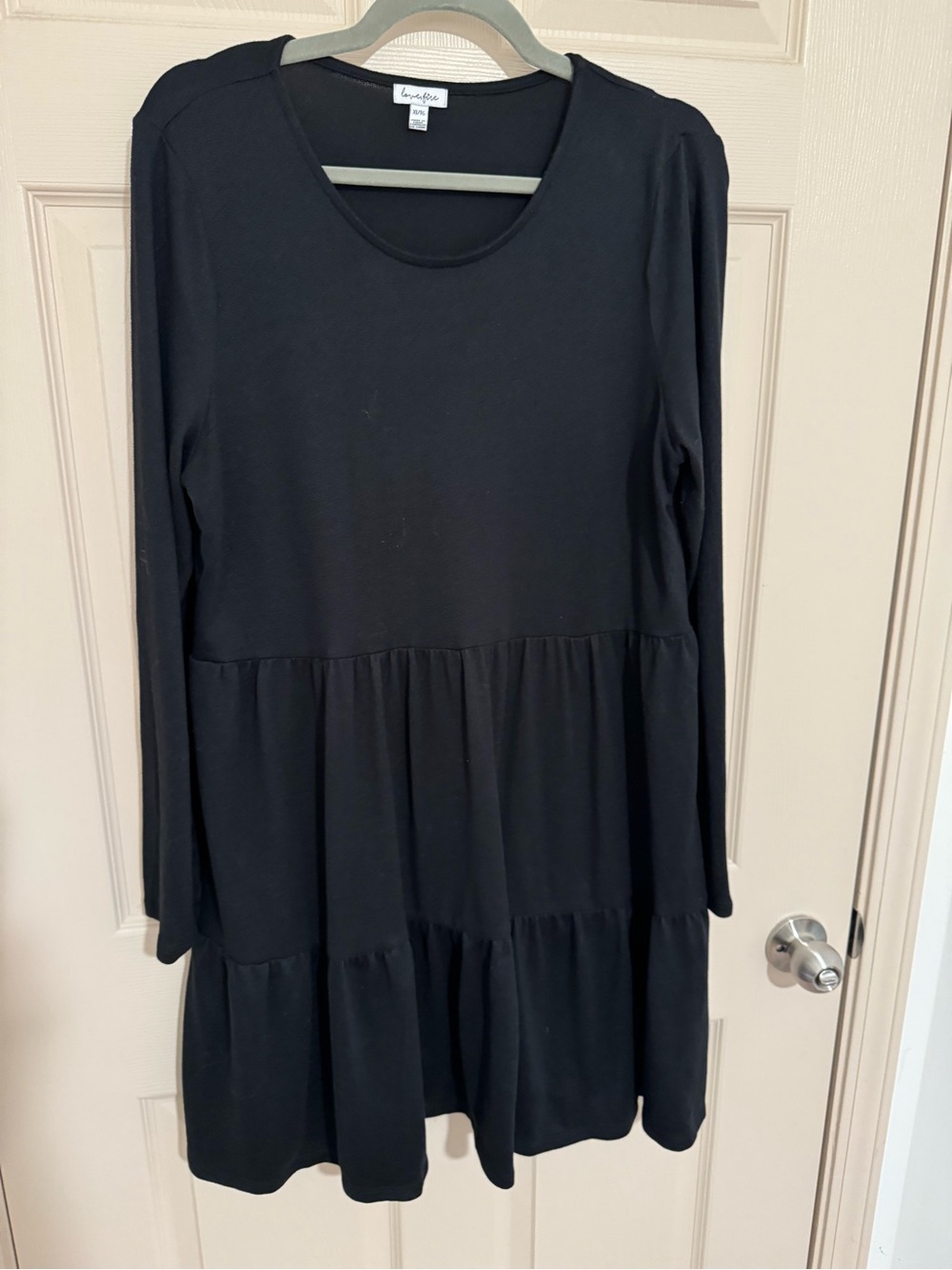 love, Fire Black Long Sleeve Tiered Dress